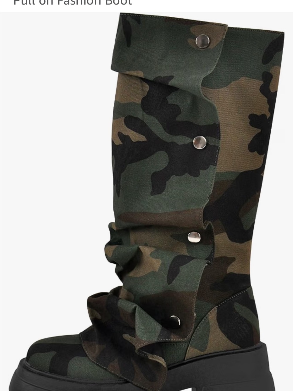 Camouflage Slouch Pull-On Combat Boot - Green Camo